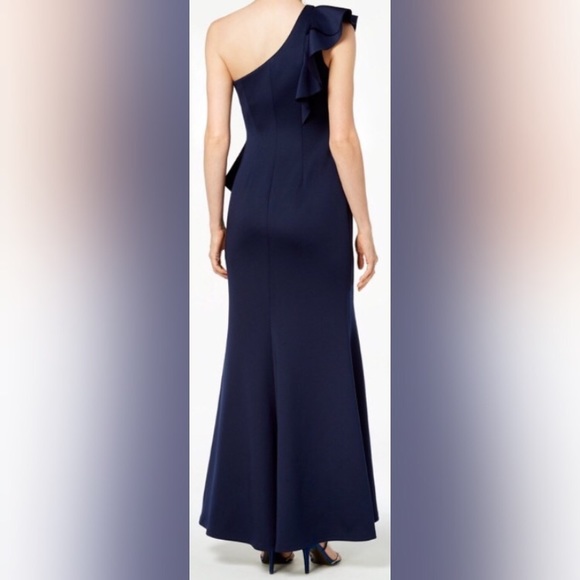 Jessica Howard Navy One Shoulder Gown - Picture 3 of 6